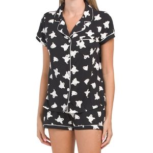 Ghost short sleeve notch pajama set